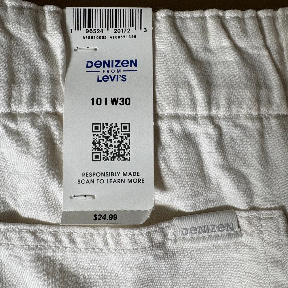 Denizen from Levis Womens Loose A-Line Shorts White High Rise Cotton 10 W30 NWT
